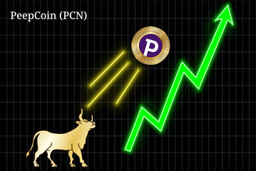 Bullish PeepCoin (PCN) cryptocurrency chart - obrazy, fototapety, plakaty
