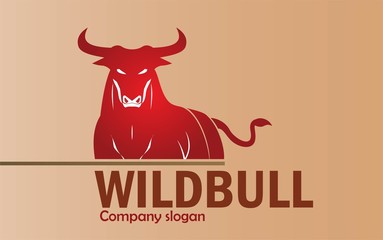 Bull. Red bull on genuine leather. bull logo, bull icon.