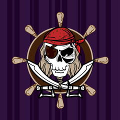skull graphic pirate cartoon character design object illustration 