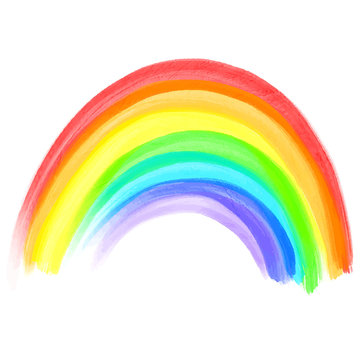 Vector hand drawn brush strokes. Colorful rainbow background. Watercolor effect rainbow image.