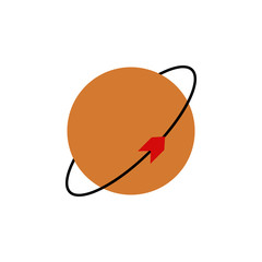 planet with a companion colored icon. Element of web icon for mobile concept and web apps. Colored isolated planet with a companion icon can be used for web and mobile