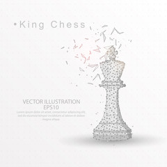 Fototapeta premium King chess digitally drawn low poly wire frame on white background.