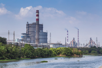 large steel factory,cooling tower at an industrial enterprise, north china