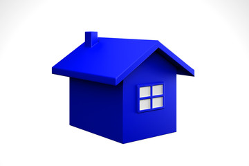 Blue House Icon. 3D Rendering Illustration