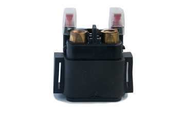 Start relay for motorcycle on white background
