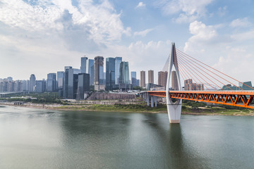 modern panoramic skyline of chongqing,yangtze river bridge,china