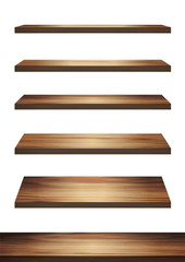 Collection of wood shelf table isolated on white background, Vector illustration display product design