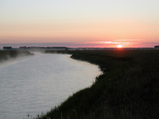 Sunrise on the river Chulym