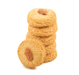 Healthy Homemade Sweet Almond Cookies or biscuits Also Know as Nan Khatai isolated on  white background