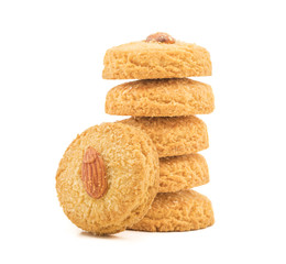 Healthy Homemade Sweet Almond Cookies or biscuits Also Know as Nan Khatai isolated on  white background