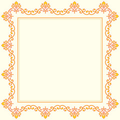Oriental frame with arabesques and floral pattern. Fine greeting card