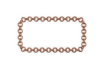 Rectangle frame of copper chain. Vector illustration.