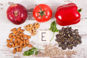 Ingredients containing vitamin E, natural minerals and dietary fiber, healthy nutrition