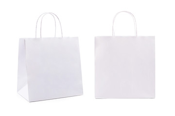 White paper bags isolated on white background.