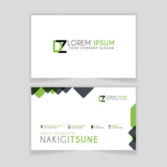 Fototapeta premium Simple Business Card with initial letter DZ rounded edges with green accents as decoration.