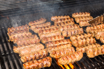 Meat rolls on the grill