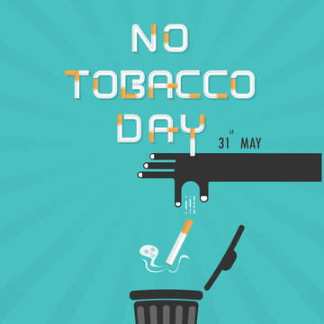 Human hands and Quit Tobacco vector logo design template.May 31st World no tobacco day.No Smoking Day Awareness Idea Campaign for greeting Card,Poster,Brochure,Abstract background.Vector illustration.