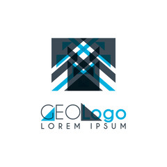 geometric logo with light blue and gray stacked for design 3.0