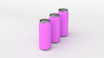 Raw of purple soda cans