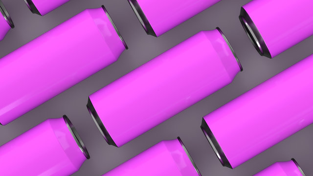 Raws Of Purple Soda Cans