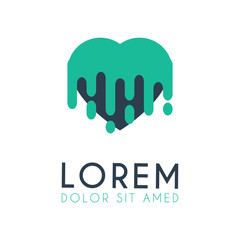 The blue heart logo with melted green liquid