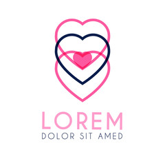 Logo Three hearts are arranged and there is a heart in the middle is pink
