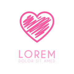 Logo heart-shaped lines with graffiti in the middle is pink
