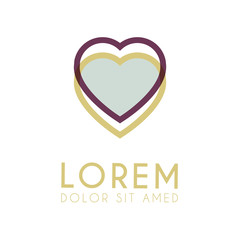 The heart logo is made up of two green and purple lines