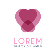 The pink heart logo overlaps and reverses each other