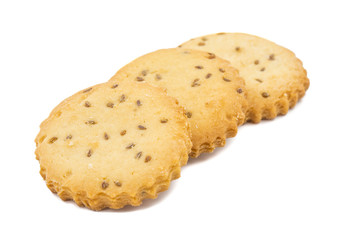Salted Cumin Cookies or Jeera Cookies as we call them in India are ideal for tea time. Little Sweet and Little Salty isolated on White Background