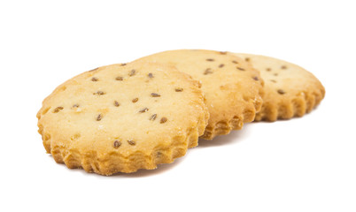 Salted Cumin Cookies or Jeera Cookies as we call them in India are ideal for tea time. Little Sweet and Little Salty isolated on White Background