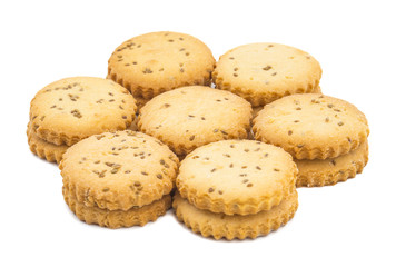 Salted Cumin Cookies or Jeera Cookies as we call them in India are ideal for tea time. Little Sweet and Little Salty isolated on White Background