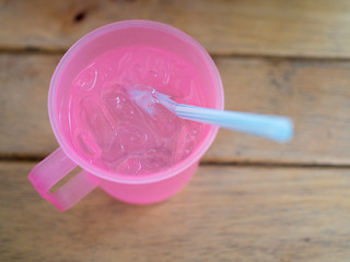 plastic water mug with ice
