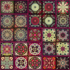 Seamless pattern with decorative mandalas. Vintage mandala elements. Colorful patchwork.