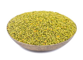 Green Fenugreek Seeds Also Know as Methi Seeds in India isolated on White Background