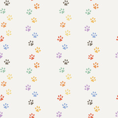 Seamless pattern of cat footprint. Stylish vector print.