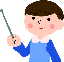 Pointing boy with pigtails 2