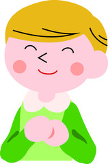 Laughing boy with pigtails 1