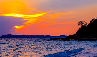 Sunset at samae beach, koh larn ,Thailand