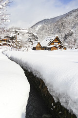 shirakawago, Japan historic winter village.