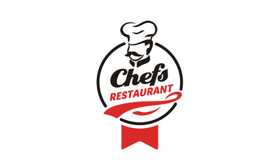 Mustache Chef  for Kitchen Bar Restaurant Food Delicious Dish Menu logo design inspiration