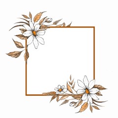 Watercolor  frame. Element for design. Watercolor background with wildflowers