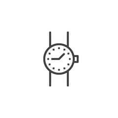 Wrist watch outline icon. linear style sign for mobile concept and web design. Clock simple line vector icon. Symbol, logo illustration. Pixel perfect vector graphics