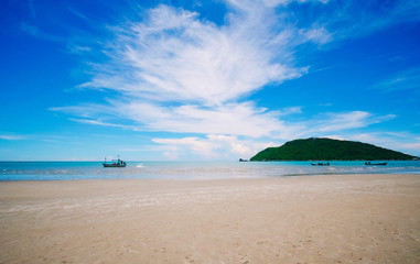 beautiful sea blue beach and sand.background and wallpaper seascape concept. 
