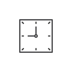 Wall square clock outline icon. linear style sign for mobile concept and web design. Watch time simple line vector icon. Symbol, logo illustration. Pixel perfect vector graphics