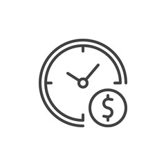 Time is money outline icon. linear style sign for mobile concept and web design. Clock and dollar simple line vector icon. Symbol, logo illustration. Pixel perfect vector graphics