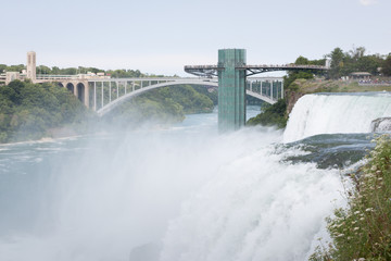Niagara waterfall cascade in cloudy weather