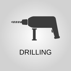 Drilling icon. Drilling symbol. Flat design. Stock - Vector illustration