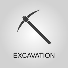 Excavation icon. Excavation symbol. Flat design. Stock - Vector illustration