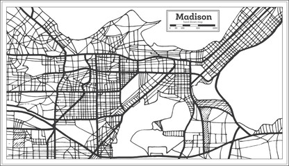 Madison USA City Map in Retro Style. Outline Map.